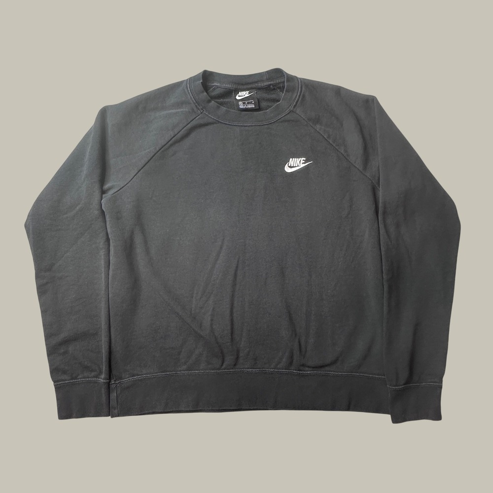 Nike Sweatshirt Mens M BV4110-010 Black Embroidered Logo Raglan Crew Neck